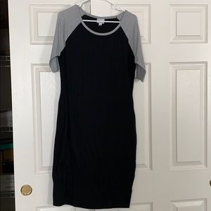 LuLaRoe Julia Dress Black/Gray Size L